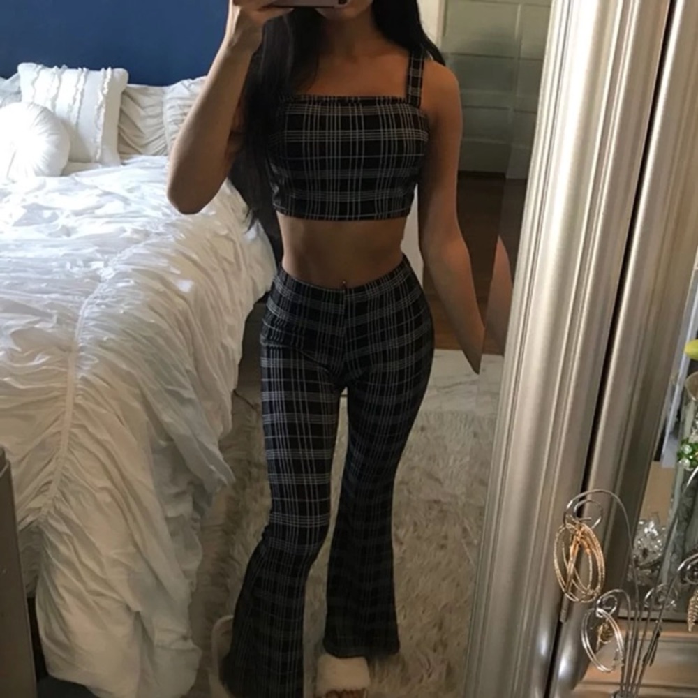Fashion nova two piece set plaid checkered outfit